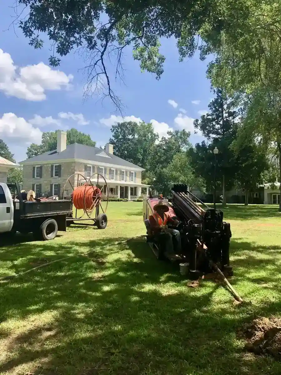 Sloan Underground crew installing a trenchless sewer line on an Upstate South Carolina job site